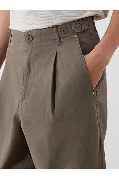 LC Waikiki XSIDE Kahverengi Standart Kalıp Gabardin Erkek Pileli Pantolon