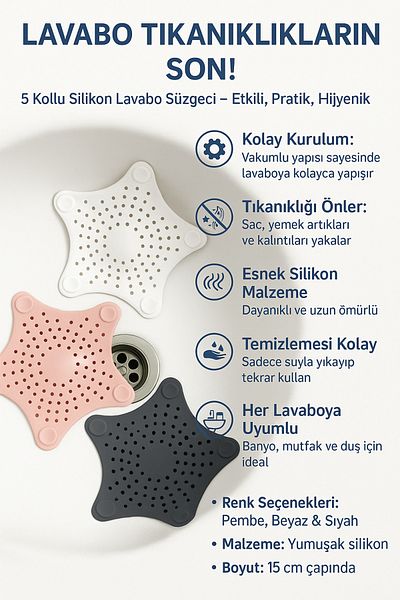 EMPA A V M Silicone 5 Spoke Star Drain for Basin and Shower Drain