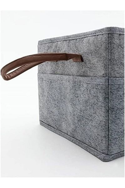 LUXE Day Organizer Gray Fabric Leather Handle Felt 3 Compartment Bag Organizer Organizer (Gray) Lxshp 105