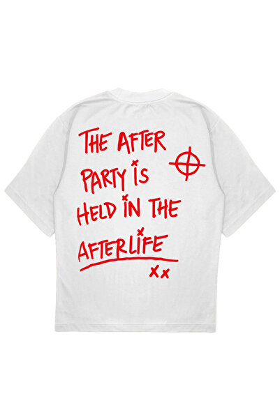 SVART WEAR تي شيرت AFTERLIFE مقاس كبير، يتم عقد ما بعد الموت باللون الأبيض