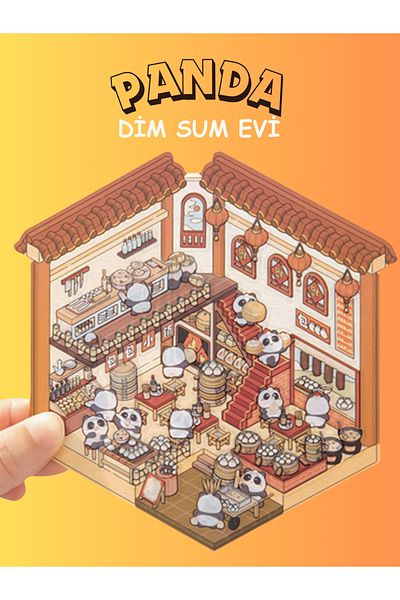 Mielibon Panda Dim Sum House 3D Sticker Set |   DIY Isometric Scene Sticker Set