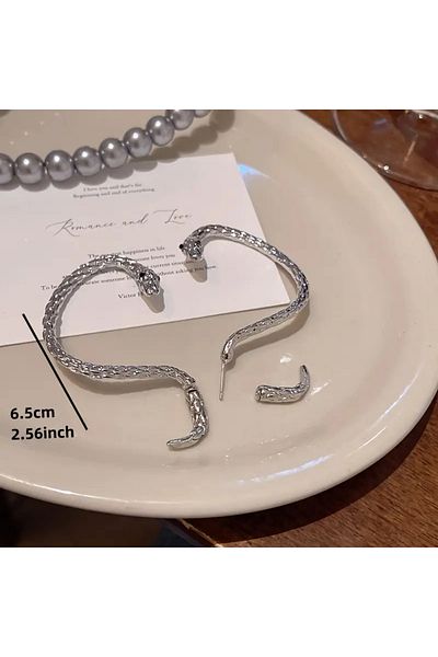 Takıtolia Medusa - Silver Snake Ear Top Silver Silver Color Earrings (for Left Ear)