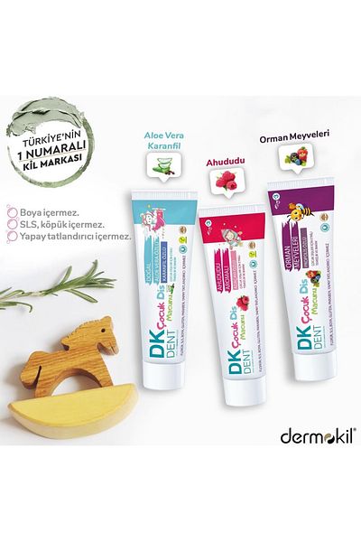 Dermokil Dk Dent 3 Pack Children's Toothpaste Raspberry-Aloe Vera-Forest Fruit
