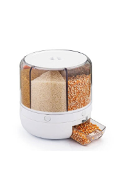 mucit home 360 Degree Rotatable 6 Compartment Food and Pulses, Storage Contai...