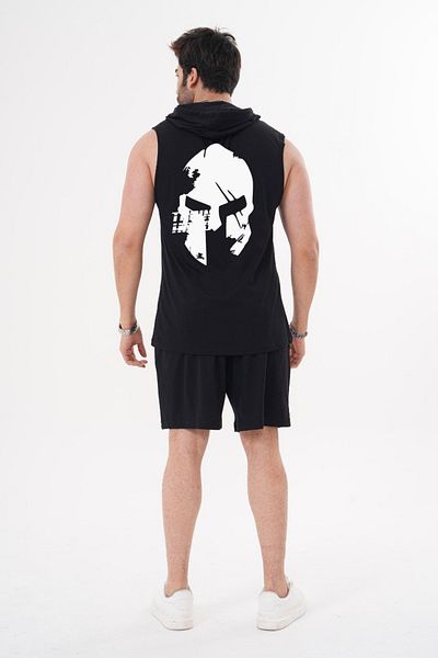 ACTIVE MODA Men's Mask Printed Sports Athlete - Shorts Set 2 Pcs Large Size Cotton