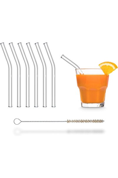 BERYA HOME 6'lı Eğimli Cam Pipet ve 1 Adet Temizleme Fırçası