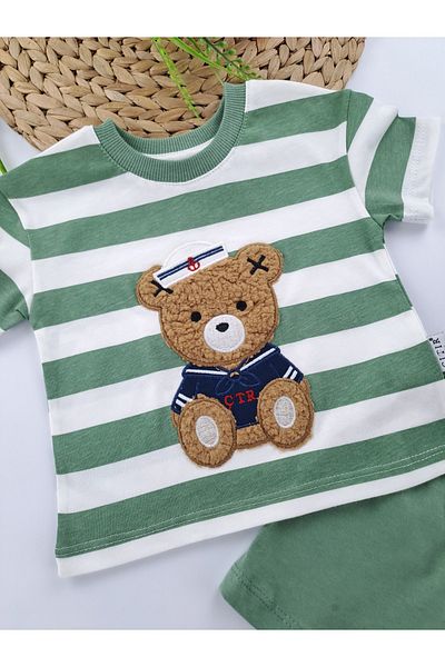 Butik Baby Boy / Child Shorts T-Shirt Summer Double Set Premium Quality Teddy Bear Detailed Gift Set