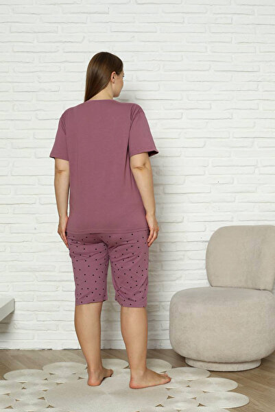 nisaNCa 100% Cotton Plus Size Short Sleeve Capri Women's Pajama Set