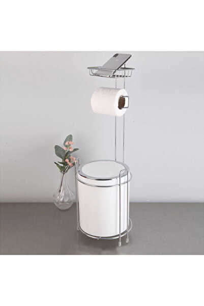 MATMEL Redundant Toilet Roll Holder and Trash Can - White