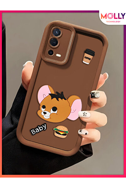 Molly Oppo A55 İçin Fallow Brown Kenarları Kalın 3d Kabartmalı Baby Jerry Sil...