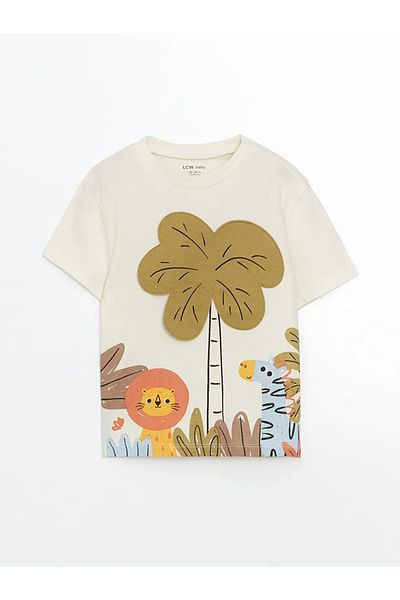 LC Waikiki Lcw Baby Beige Printed Baby Boy T-Shirt and Shorts 2-Pack