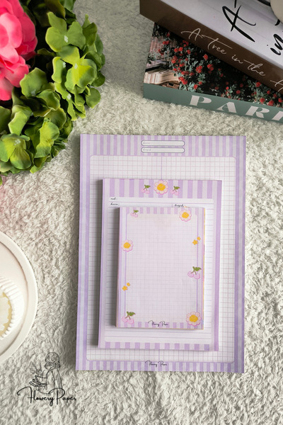 Flowery Paper Notepad 3'lü Set - Memopad,check List ,not Defteri ,bloknot, Ok...