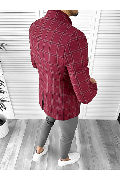 dehaine Men's jacket, slim fit, checked, 10324, red