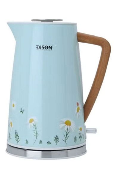 Edison Edison Light Green Stainless Steel Kettle with Wooden Handle 1.7L 1850W