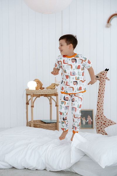 Luna Kids Collection 0.3 Tog Summer Children's Pajama Set - Snail Pattern