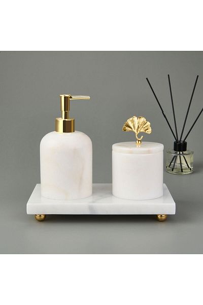 MATMEL 3-Piece Marble Bathroom Set - White