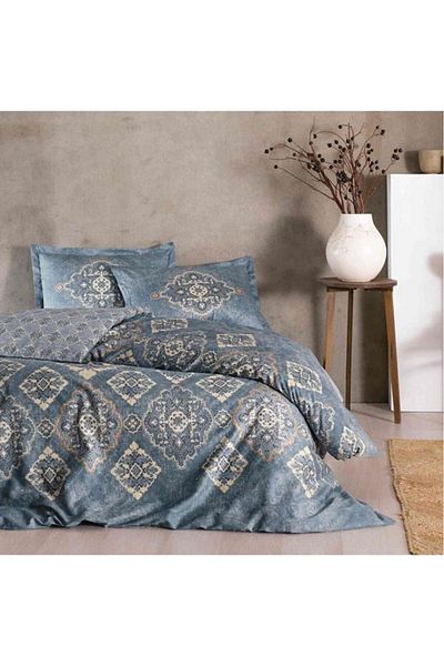 Taç Set cuvertură de pilota din satin de bumbac Marilla Bleumarin Dublu
