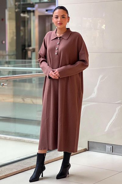 Ghisa Four Button Ribbed Knitwear Dress