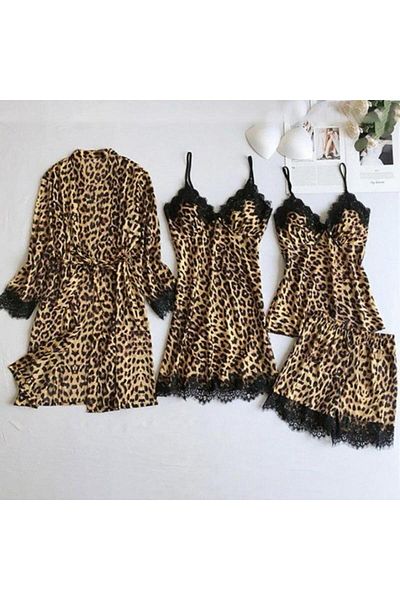 unbranded Set pijamale din satin animal print