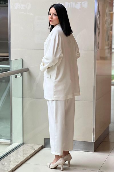 Ghisa Double Breasted Lapel Sleeve Tips Epaulette Jacket Pants Suit
