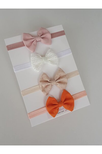 swan butik Baby Girl Kids Bandana Buckle Set of 4, Off-White Powder, Beige Or...