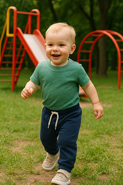 Nimini Kids Mevsimlik Rahat Bağcık Detaylı Bebek Çocuk Lastikli Pantolon Eşofman Altı