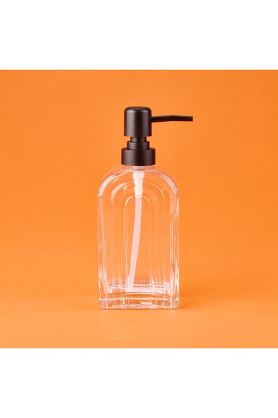 ASPARTAM Glass Liquid Soap Dispenser - Transparent / Black - 20X8 cm