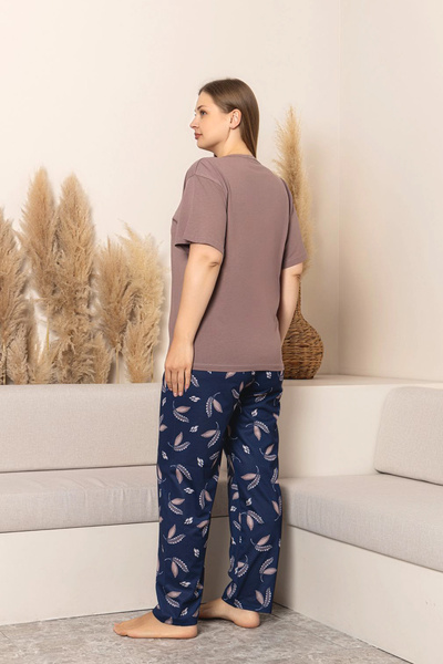 nisaNCa 100% Cotton Plus Size Short Sleeve Women's Pajamas Set
