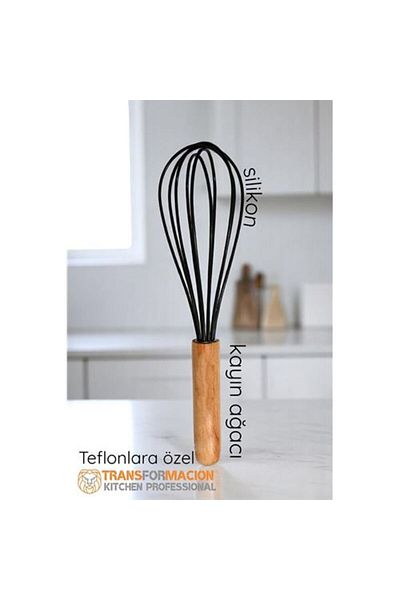 ModaCar Silicone Whisk with Wooden Handle - Egg and Sauce Whisk, Kitchen Whisk, Whisk