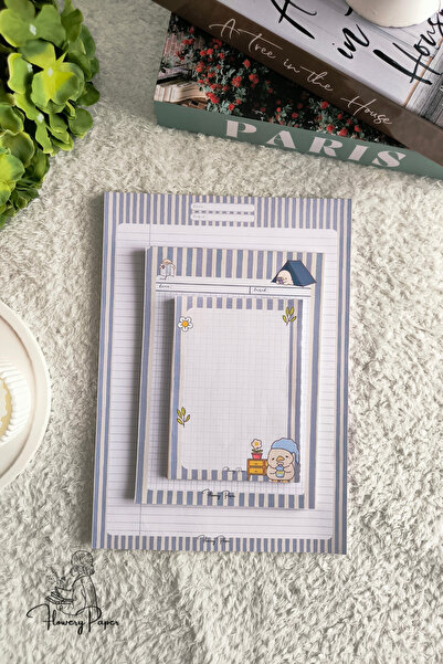 Flowery Paper Notepad 3'lü Set - Memopad,check List ,not Defteri ,bloknot, Ok...