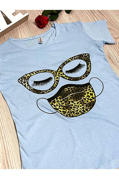 Intisimo Tricou de damă, 100% bumbac, imprimeu cu gene, albastru - S