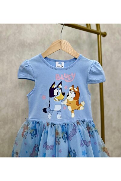 GAist Kids Baby Kız Çocuk Bluey Baskılı Tül Etekli Elbise