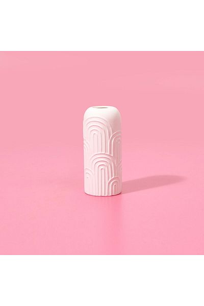 MATMEL Bohemian Porcelain Vase - White - 6.3X6.3X14.5 cm