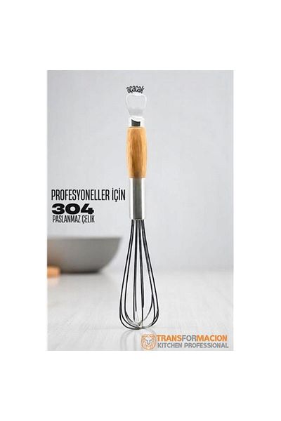 ModaCar Wooden Handle Whisk with Opener 304 Stainless Steel Egg and Sauce Whisk Whisk