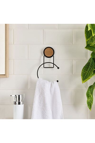 MATMEL Round Towel Holder - Black - 25.5 cm