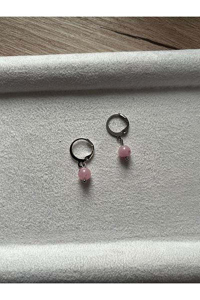 Pel Design Pink Opal Stone 316L Steel Handmade Earrings