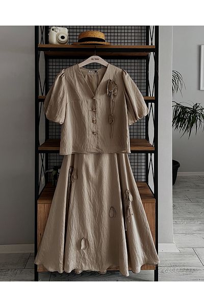 My twins Ewas Design Midi Skirt Blouse Women's Double Set