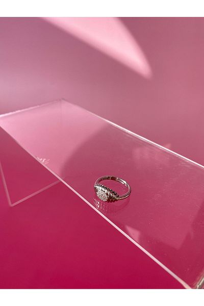SİMİ TAKI Steel Ellipse Stone Adjustable Ring