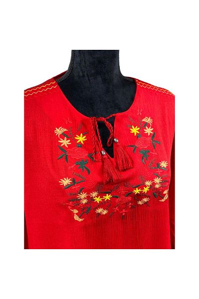 Intisimo Women's Blouse, Traditional Motifs, Red/multicolor - 42/xxl