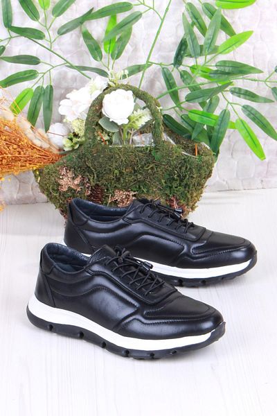 Mehmet Mete 42426 Comfortable Lightweight Genuine Leather Rubber Laced Men's Shoes