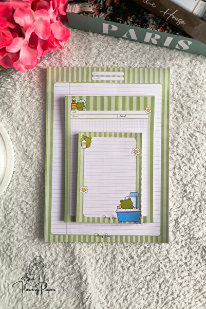 Flowery Paper Notepad 3'lü Set - Memopad,check List ,not Defteri ,bloknot, Ok...