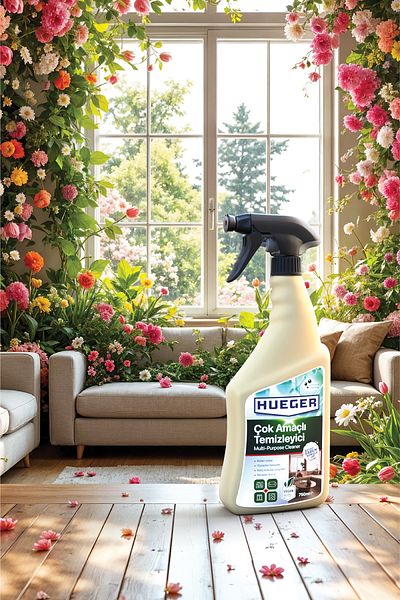 Hueger Vegan Multi-Purpose Cleaner – Powerful Cleaner with Foam & Spray Head, White Soap Scented Set of 3
