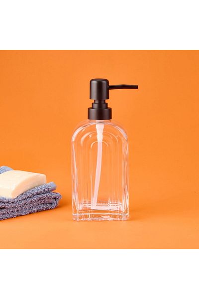 ASPARTAM Glass Liquid Soap Dispenser - Transparent / Black - 20X8 cm