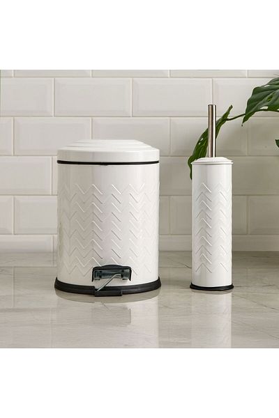 ASPARTAM Patterned 2-Piece Bathroom Set - White