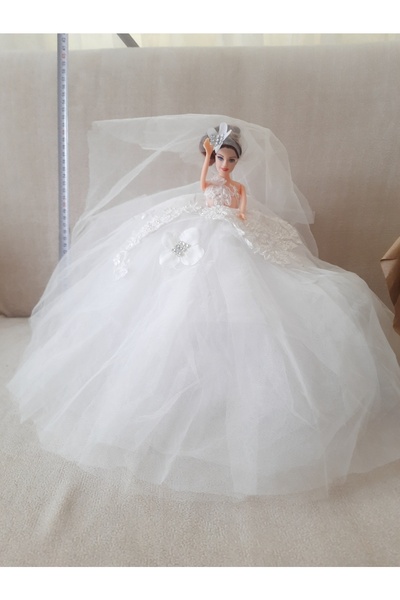 senbio Oyuncak Bebek Büyük Boy Gelinlikli Bebek( 40)cm Boyunda Beyaz