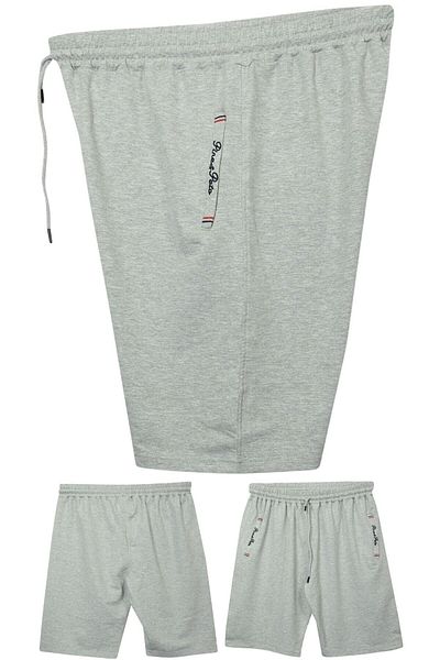 marufshop Large Size 110 - Suitable for 155 Kilos Lycra Combed Cotton Men's Shorts with Embroidered Detailed Fitted Pockets