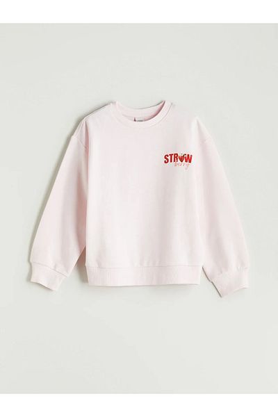LC Waikiki Παιδικό φούτερ και σορτς LCW Kids Pink Crew Neck για κορίτσια