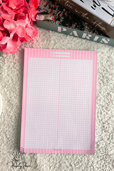 Flowery Paper A4 Notepad - Memopad,Check List ,Bloknot ,Not kağıdı, Okul Defteri