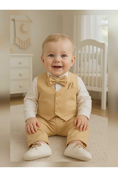 Calide Baby Kravat-papyonlu Erkek Bebek Mevlüt Takımı / Mevlütlük Takım/hardal