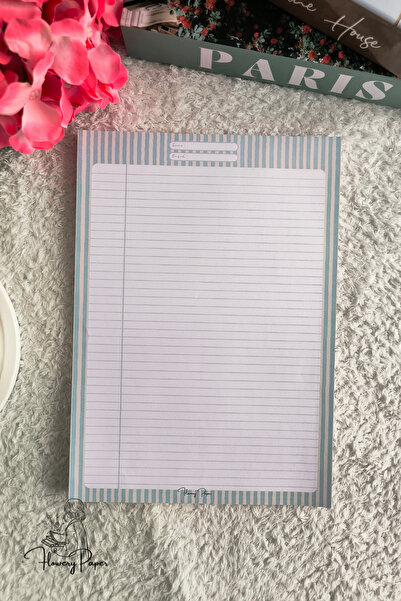 Flowery Paper A4 Notepad - Memopad,Check List ,Bloknot ,Not kağıdı, Okul Defteri